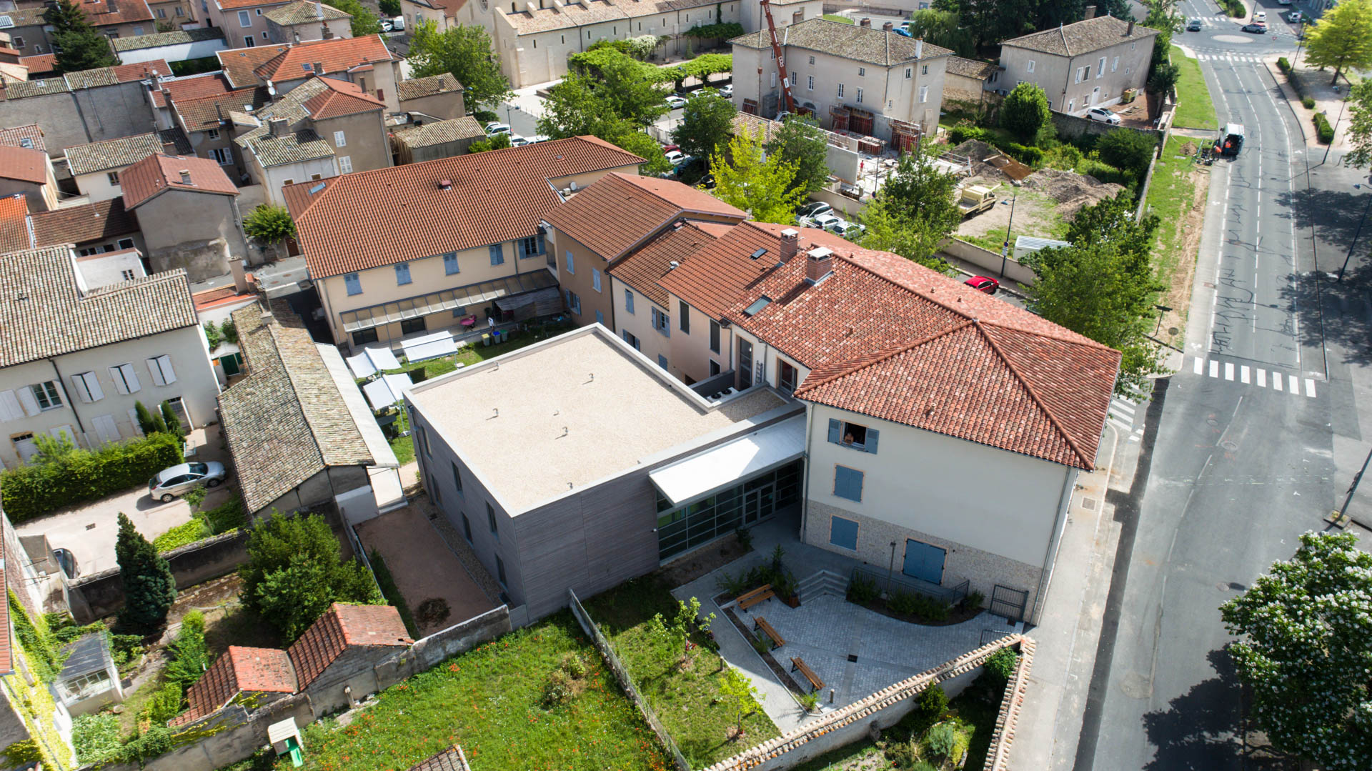 Vue aérienne de la Pension de famille de Belleville